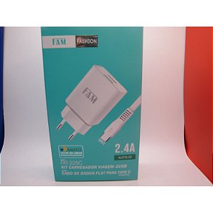 KIT CARREGADOR HOMOLOGADO-2USB C/ CABO LIGHTNING