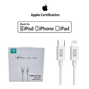 CABO TIPO C P/ LIGHTNING FCM-151C CERTIFICADO APPLE