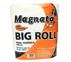 PAPEL HIGIENICO BIG ROLL 100% 18G 190M 8UN MAGNATA