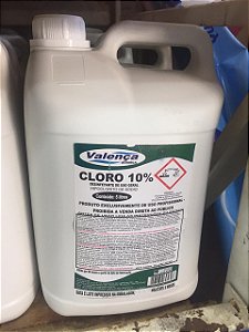 CLORO HIPOCLORITO DE SODIO 10% 5LT 1UN VALENÇA CD4 - 825955