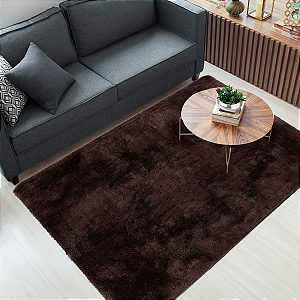 Tapete Cronos para Sala e Quarto Felpudo 1,40 x 2,00 Metros Antiderrapante Marrom Casa Dona