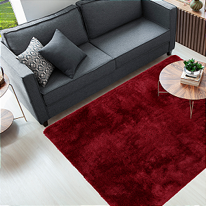 Tapete Cronos para Sala e Quarto Felpudo 1,40 x 2,00 Metros Antiderrapante Vermelho Casa Dona