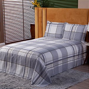 Kit Colcha 3 Peças Império Casal Queen Piquet 2,50 X 2,20 Metros Estampa Cinza Casa Dona