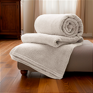 Cobertor Casal Manta Microfibra Fleece  Marfim