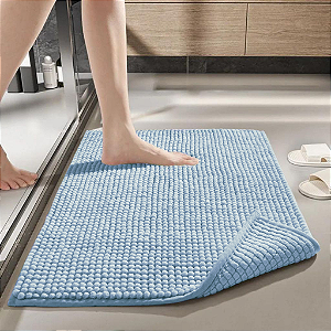 Tapete para banheiro bolinha microfibra Absorvente Colors Azul claro