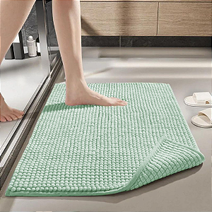 Tapete para banheiro bolinha microfibra Absorvente Verde Claro 40x60 Cm