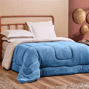 Coberdrom Sherpa/manta Casal/queen Azul Bebe
