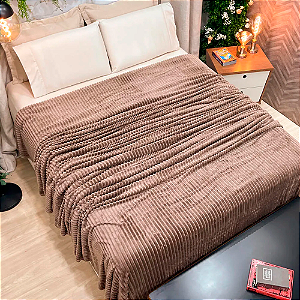 Cobertor Manta Casal Luster 2,00 x 1,80 Canelada Macio Bege