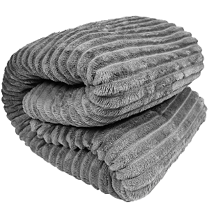 Cobertor Manta Casal Luster 2,00 x 1,80 Canelada Macio Cinza