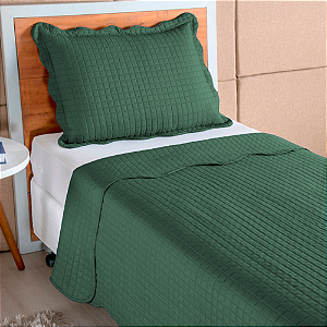 Cobre Leito Colcha Mosaico Verde 2 Peças Micro Percal 150 Fios Matelado Solteiro 1,60 x 2,40 Metros