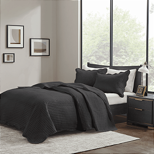 Cobre Leito Colcha Mosaico Cinza 3 Peças Micro Percal 150 Fios Matelado King 2,60 x 2,80 Metros