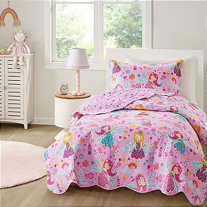 Kit Cobre Leito Colcha Studio Mix Solteiro 2 Peças Micropercal 150 Fios Fadas Infantil