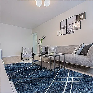 Tapete Sala Quarto Antiderrapante Berlim  1,40m x 2,00m Estampado Abstrato Azul