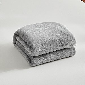 Manta Cobertor Casal Microfibra Fleece Toque Macio 180x200 Cm - Cinza Claro