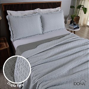 Kit Cobre Leito Colcha Queen Dupla Face Roma 3 Peças