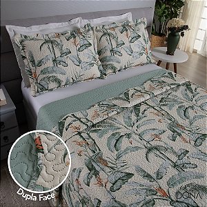 Kit Cobre Leito Colcha Casal Dupla Face Amazônia 3 Peças