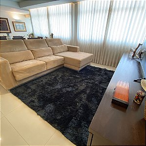 Tapete para Sala e Quarto Felpudo Cronos Casa Dona 100x140 Cm Preto