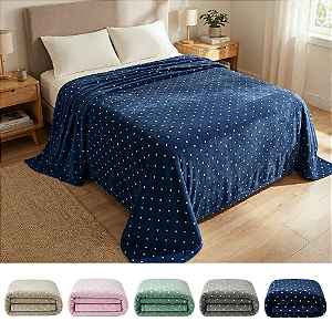Manta Cobertor Casal Corttex Poá 180x220cm Microfibra Antialérgico Super Macio Premium
