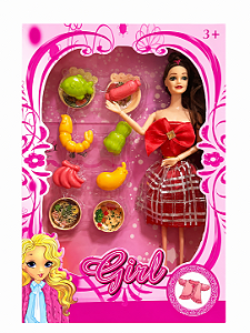 BONECA COM ACESSÓRIOS