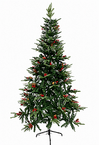 ÁRVORE DE NATAL ENFEITADA, PÉ DE FERRO - 210cm