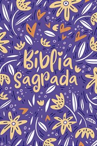 Livro Bíblia nvt letra normal - jardim da vida roxo