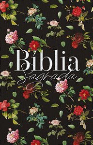 Livro Bíblia ARC 860 Rosas do Campo Preta - Letra Normal:...