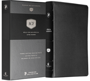 Livro Bíblia Acf, Couro Legítimo Preto, Letra Grande, Leitura P...