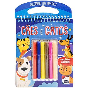 Livro Colorindo por Números: Cães e Gatos