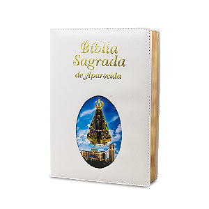 Livro Bíblia sagrada de Aparecida grande ilustrada branca