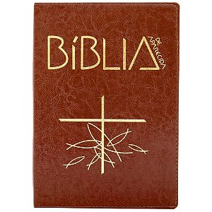 Livro BÍblia de Aparecida bolso zíper marrom