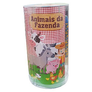 Livro Mini Tubo Histórias Para Colorir - Animais Da Fazenda