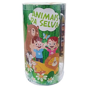 Livro Mini tubo histórias para colorir - Animais selva