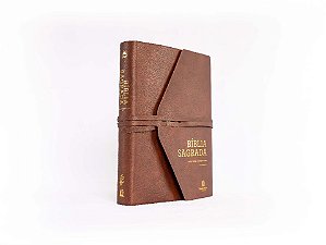 Livro Bíblia NVI, Couro Soft, Marrom Artesanal, Espaço pa...