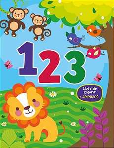 Livro Livro de colorir com adesivos - 123