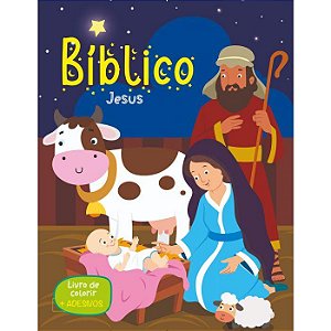 Livro Livro de colorir com adesivos - jesus