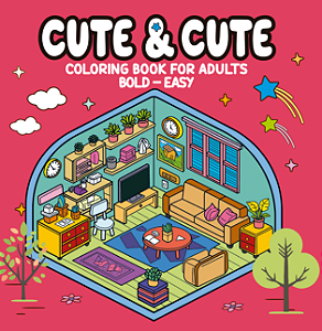 Livro Cute & Cute Coloring Book for Adults - Bold Easy - ...