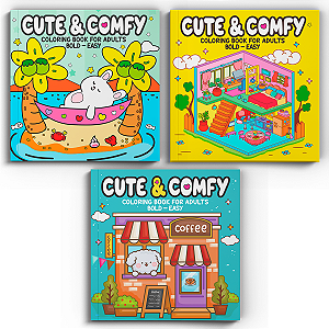 Livro Coleção Cute & Comfy Coloring Book for Adults Speci...
