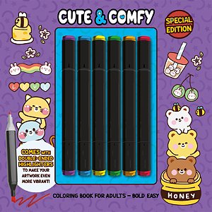 Livro Cute & comfy Coloring Book for Adults - Bold Easy -...