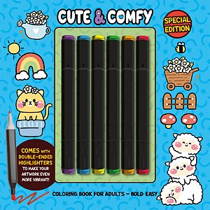 Livro Cute & Comfy Coloring Book for Adults - Bold Easy -...