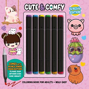 Livro Cute & Comfy Coloring Book for Adults - Bold Easy - Speci...