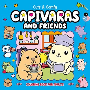 Livro Cute & Comfy Coloring Book for Adults - Capivaras a...