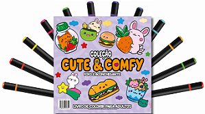 Livro Cute & Comfy Coloring Book for Adults - Fofo e Aconchegan...