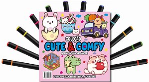 Livro Cute & Comfy Coloring Book for Adults - Fofo e Aconchegan...