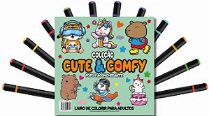 Livro Cute & Comfy Coloring Book for Adults - Fofo e Aconchegan...