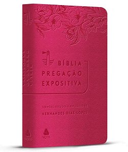 Livro Bíblia Pregação Expositiva | RA | PU luxo rosa Flor...