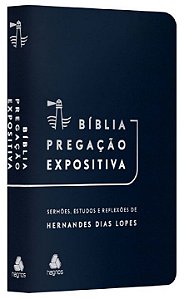 Livro Bíblia Pregação Expositiva | RA | PU luxo azul escu...