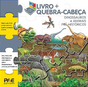 Livro Livro + quebra-cabeça dinossauros e animais pré-histórico...