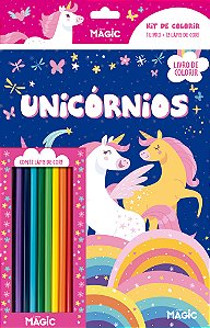 Livro Unicórnios - Kit Lápis De Cor