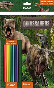 Livro Dinossauros - Kit Lápis De Cor