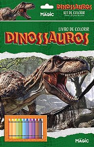 Livro Dinossauros - Kit De Colorir Com Giz De Cera